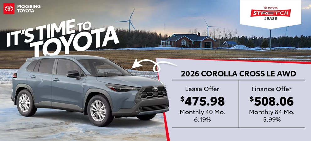 It's Time To Toyota 2026 Corolla Cross LE AWD Deals @ Pickering Toyota